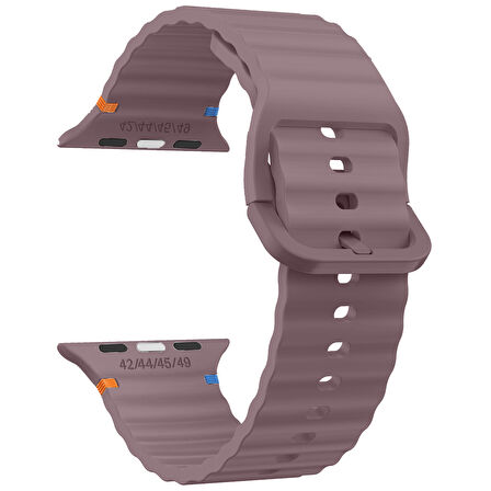 Apple Watch 42mm 44mm 45mm S10 46mm Ultra 49mm Uyumlu Dalga Desenli Tokalı Yumusaş Silikon Kordon