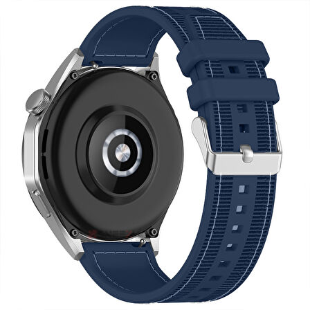 Sneezy Huawei Watch GT6 Pro 46mm İle Uyumlu Metal Tokalı Dikiş Desenli Dokuma Silikon Kordon