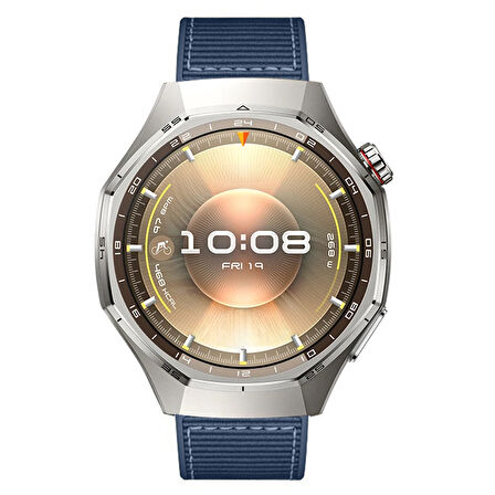 Sneezy Huawei Watch GT6 Pro 46mm İle Uyumlu Metal Tokalı Dikiş Desenli Dokuma Silikon Kordon