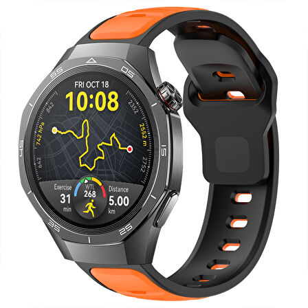 Huawei Watch GT5 Pro 46mm İle Uyumlu Çift Renkli Spor Silikon Kordon Nefes Alabilir Konforlu