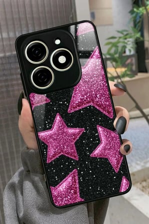 Tecno Spark 20 - 20C Uyumlu Simli Kiraz Tasarımlı Parlak Silikon Kılıf