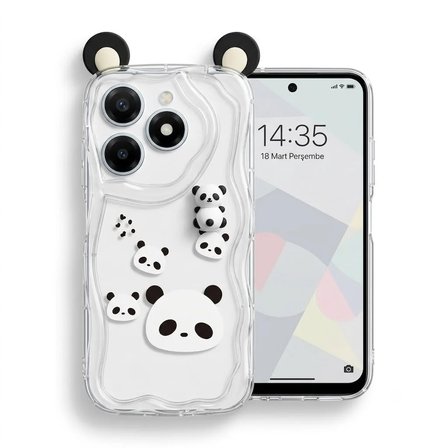 Tecno Spark 20 / 20c / Go 2024 Uyumlu Kılıf Desenli Kulaklı Kapak Hlt-What