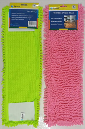 2 Adet Spark Makarna Mop Ucu Mikrofiber Paspas Yedeği 50 Cm
