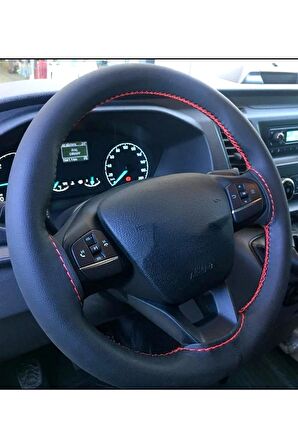 Universal Minibüs Deri Dikmeli Direksiyon Kılıfı Soft Kırmızı Ipli 42×10.5cm