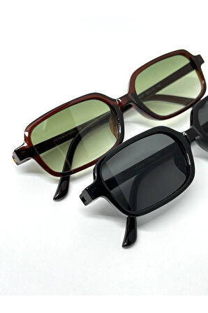 Square Kare Güneş Gözlüğü Miux Siyah Ince Çerçeve Şık unisex Model Uv400 Koruma