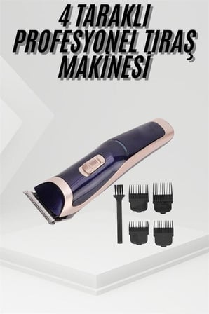 Tıraş Makinesi 4 Başlıklı Paslanmaz Çelik Bıçaklı Tüm Saç Tiplerine Uygun