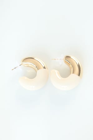 CCB Krem Gold Çift Renk Küpe 5886