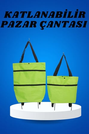 Pazar Arabası ve Alışveriş Çantası Çift Yönlü Kolay Tekerlekli Taşınabili
