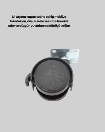 Dolap ve Raflar İçin 4 cm Kilitli Tekerlek Tekli
