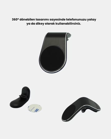 Araç İçi Manyetik Telefon Tutucu Güçlü Klipsli ve 360 Derece Ayarlanabilir