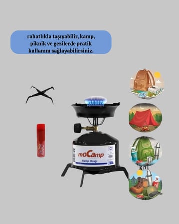 Kompakt ve Hafif Kamp Ocağı Seti Gaz Tüplü
