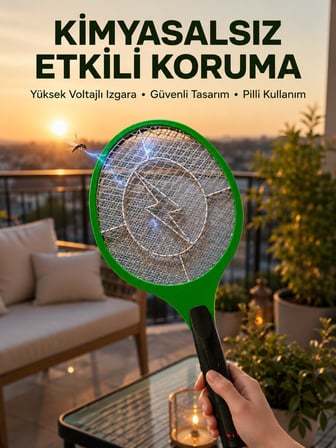 Hafif ve Ergonomik Elektronik Böcek Öldürücü – Güvenlik Koruması ile Pil Ko