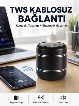 Taşınabilir Silindir Tasarım Bluetooth 5.0 Hoparlör Yüksek Bas Performanslı Ye