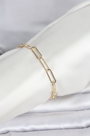 CM 14K Gold Renk Kalın Ataç Zincir Model Kadın Bileklik 5886