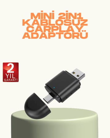 Kablosuz CarPlay ve Android Auto Adaptörü – USB-A & Type-C Girişli Akıllı Dö