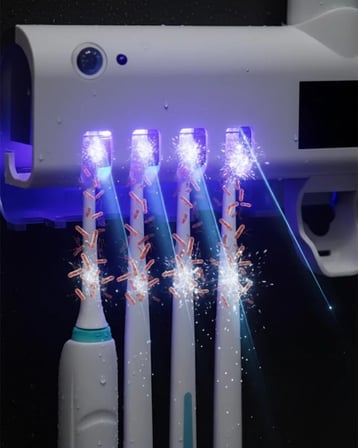 UV Sterilizasyonlu Duvara Monte Otomatik Diş Fırçası Tutucu