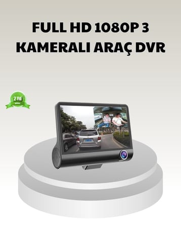 Araç DVR Kamerası 3’lü 170° Geniş Açılı Full HD ve Park Destekli