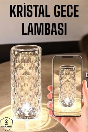 kristal dokunmatik ve kumandalı masa ve gece lambası