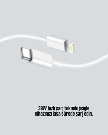 Orijinal Kalite 30W Type-C Lightning Hızlı Şarj Kablosu – 1.2m Dayanıklı