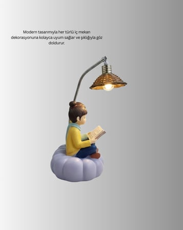Romantik Çift Figürlü Okuyan Çift Masa Lambası Dekoratif LED Aydınlatma