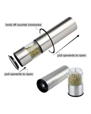 Elektrikli Baharat Öğütücü Pilli Paslanmaz Çelik Otomatik Tuz Karabiber Değir