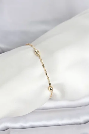 CM 14K Gold Renk Damla Topçuk Model Kadın Bileklik 5886