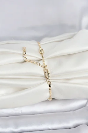 CM 14K Gold Renk Damla Topçuk Model Kadın Bileklik 5886