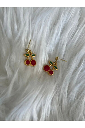 Orta Kiraz Küpe, Çivili Küpe, Plaj, Mayo, Yazlık Küpe, Çocuk Küpesi