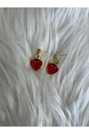 Küçük Kiraz, Çilek ve Dondurma Küpe, Çivili Küpe, Çocuk Küpe, 3'lü Küpe