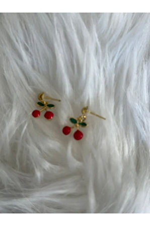 Küçük Kiraz, Çilek ve Dondurma Küpe, Çivili Küpe, Çocuk Küpe, 3'lü Küpe