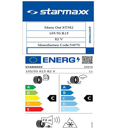 Starmaxx 195/50 R15 TL 82V MAXX OUT ST582 Oto 4 Mevsim Lastiği (Üretim Tarihi:2025)