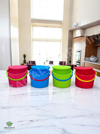 Rainbow Pembe Yuvarlak Kova Piknik Sepeti Meyve Kovası