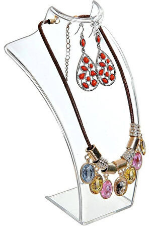 Kolye Standı Akrilik, Takı Standı, Set Standı Büyük 19x30 cm. Şeffaf