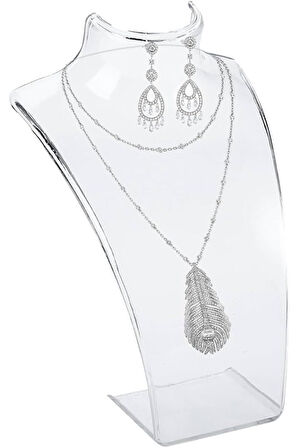 Kolye Standı Akrilik, Takı Standı, Set Standı Büyük 19x30 cm. Şeffaf