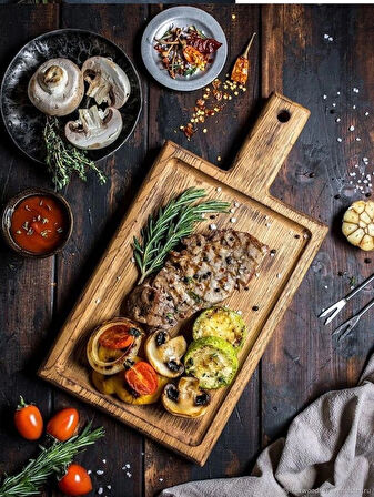 Ahşap Steak Sunum Servis Tabağı 