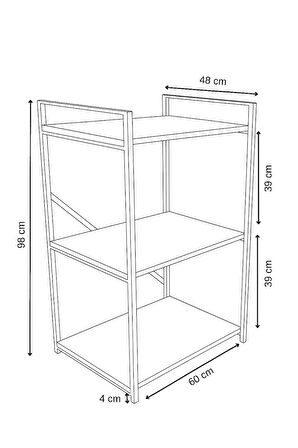 Steel Design 3 Katlı Metal Ahşap Mutfak Rafı ,Çok Amaçlı Mutfak Organizer Raf Ünitesi ,Kahve Köşesi Mutfak Dolabı