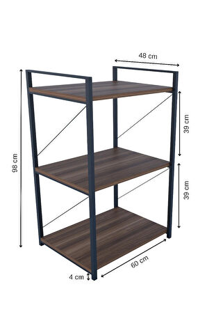 Steel Design 3 Katlı Metal Ahşap Mutfak Rafı ,Çok Amaçlı Mutfak Organizer Raf Ünitesi ,Kahve Köşesi Mutfak Dolabı