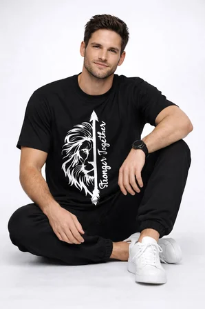 Sevgili Kombini Oversize Çift Tişört Unisex Stronger Together Baskılı Matching Couple Partner 2'li