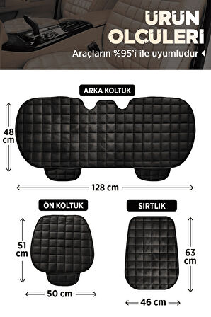 Audi A7 Siyah Renk Tay Tüyü Cepli & Terletmez Sırtlı Oto Koltuk Minder Seti - Koltuk Koruma Kılıfı (ÖN & ARKA TAM SET)