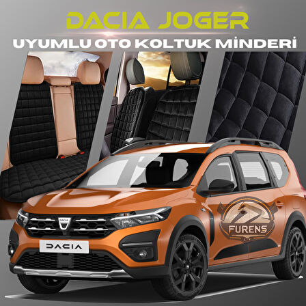 Dacia Joger Siyah Renk Tay Tüyü Cepli & Terletmez Sırtlı Oto Koltuk Minder Seti - Koltuk Koruma Kılıfı (ÖN & ARKA TAM SET)