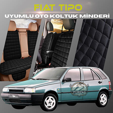 Fiat Tipo Siyah Renk Tay Tüyü Cepli & Terletmez Sırtlı Oto Koltuk Minder Seti - Koltuk Koruma Kılıfı (ÖN & ARKA TAM SET)