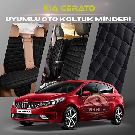 Kia Cerato Siyah Renk Tay Tüyü Cepli & Terletmez Sırtlı Oto Koltuk Minder Seti - Koltuk Koruma Kılıfı (ÖN & ARKA TAM SET)