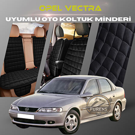 Opel Vectra Siyah Renk Tay Tüyü Cepli & Terletmez Sırtlı Oto Koltuk Minder Seti - Koltuk Koruma Kılıfı (ÖN & ARKA TAM SET)