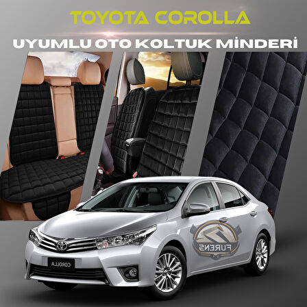 Toyota Corolla Siyah Renk Tay Tüyü Cepli & Terletmez Sırtlı Oto Koltuk Minder Seti - Koltuk Koruma Kılıfı (ÖN & ARKA TAM SET)