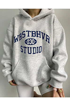 Studio Baskılı Unisex Kanguru Cepli Kapüşonlu Sweatshirt Hoodie Sweat