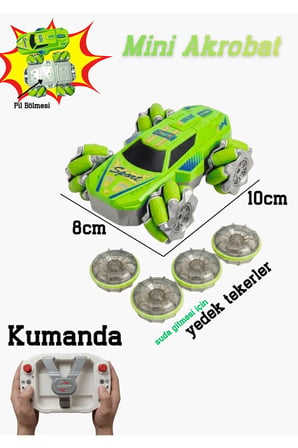 2.4Ghz Şarjlı Suda Ve Karada Gidebilen Yedek Tekerli Mini Akrobat Araba