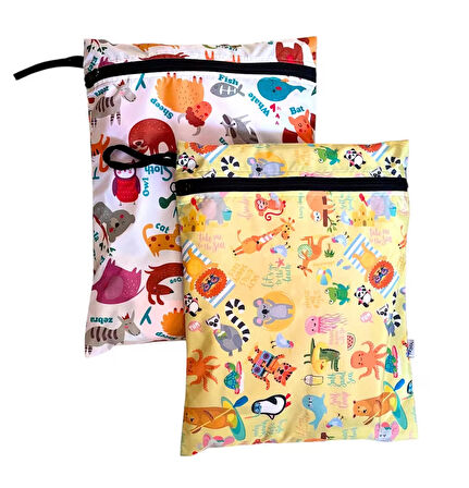 Yorni 2 Adet, 37 x 30 Cm, Summer ve Zoo Desen, Sıvı Geçirmeyen Çok Amaçlı Çanta, Ekonomik Set, Yıkanabilir