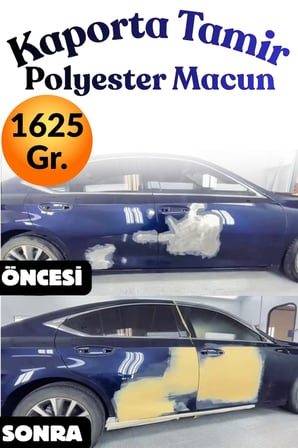 Süper Soft Polyester Macun 1625 gr Çelik Macun Oto Araba Kaporta Tamir Dolgu ve Yoklama Macunu Ahşap Metal Fiber Uyumlu Kolay Zımparalanan Sertleştiricili