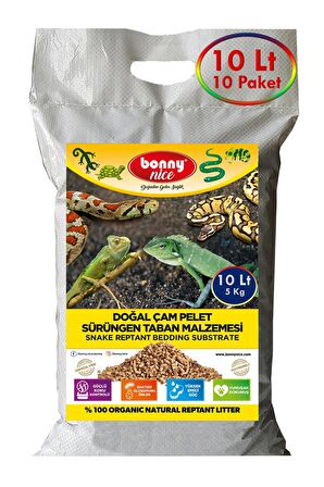 Bonny Nice Doğal Çam Pellet Sürüngen Taban Malzemesi 5 Kg 10 Lt (10 Adet)