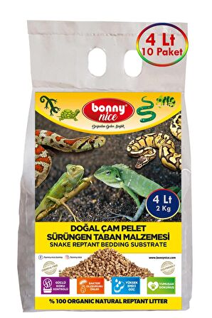 Bonny Nice Doğal Çam Pellet Sürüngen Taban Malzemesi 2 Kg 4 Lt (10 Adet)